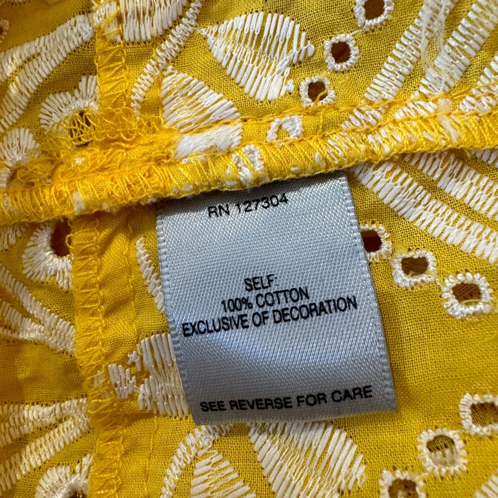 John Mark sunny Embroidered V-Neck 3/4‎ Puff Sleeve Ruffle Scalloped Hem Tunic S - Picture 3 of 6